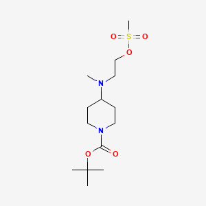 molecular formula C14H28N2O5S B1407933 4-[(2-Methanesulfonyloxy-ethyl)-methyl-amino]-piperidine-1-carboxylic acid tert-butyl ester CAS No. 1447123-00-3