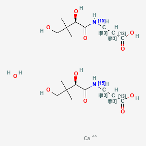 molecular formula C18H36CaN2O11 B14079349 Vitamin B5, Calcium Salt:H2O (Calcium Pantothenate:H2O)(Beta-Alanyl-13C3, 99%;15N, 98%) 