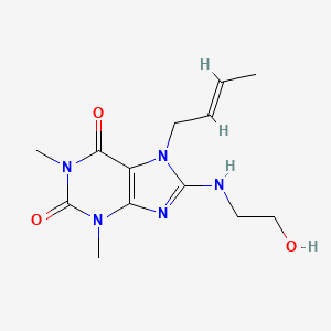 molecular formula C13H19N5O3 B14079460 7-[(2E)-but-2-en-1-yl]-8-[(2-hydroxyethyl)amino]-1,3-dimethyl-3,7-dihydro-1H-purine-2,6-dione 