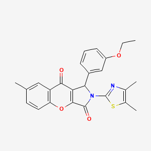 molecular formula C25H22N2O4S B14079478 2-(4,5-Dimethyl-1,3-thiazol-2-yl)-1-(3-ethoxyphenyl)-7-methyl-1,2-dihydrochromeno[2,3-c]pyrrole-3,9-dione 