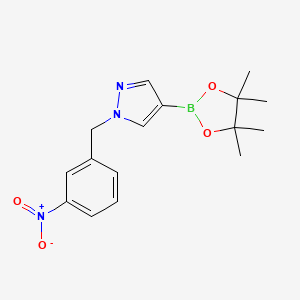molecular formula C16H20BN3O4 B1407949 1H-Pyrazole, 1-[(3-nitrophenyl)methyl]-4-(4,4,5,5-tetramethyl-1,3,2-dioxaborolan-2-yl)- CAS No. 1450642-64-4