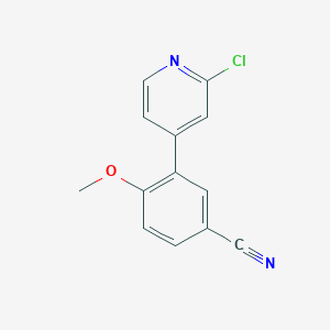 molecular formula C13H9ClN2O B14079556 3-(2-Chloropyridin-4-yl)-4-methoxybenzonitrile 