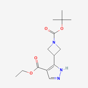 molecular formula C14H21N3O4 B14079632 ethyl 3-{1-[(tert-butoxy)carbonyl]azetidin-3-yl}-2H-pyrazole-4-carboxylate 