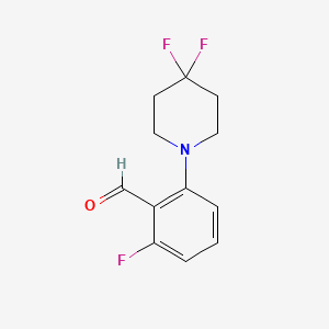 molecular formula C12H12F3NO B1407964 6-Fluoro-2-(4,4-difluoropiperidin-1-yl)benzaldehyde CAS No. 1707357-93-4