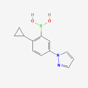 molecular formula C12H13BN2O2 B14079671 (2-Cyclopropyl-5-(1H-pyrazol-1-yl)phenyl)boronic acid 