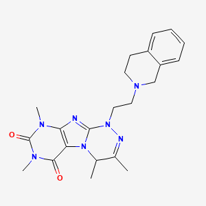 molecular formula C22H27N7O2 B14079703 1-[2-(3,4-dihydroisoquinolin-2(1H)-yl)ethyl]-3,4,7,9-tetramethyl-1,4-dihydro[1,2,4]triazino[3,4-f]purine-6,8(7H,9H)-dione 