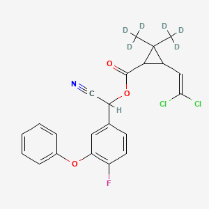 molecular formula C22H18Cl2FNO3 B14079728 [cyano-(4-fluoro-3-phenoxyphenyl)methyl] 3-(2,2-dichloroethenyl)-2,2-bis(trideuteriomethyl)cyclopropane-1-carboxylate 