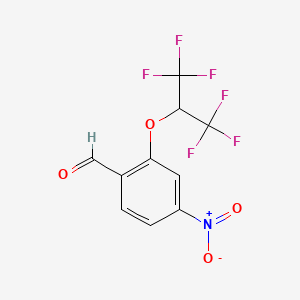 molecular formula C10H5F6NO4 B1407976 2-(1,1,1,3,3,3-Hexafluoropropan-2-yloxy)-4-nitrobenzaldehyde CAS No. 1707367-43-8
