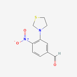 molecular formula C10H10N2O3S B1407978 4-Nitro-3-(thiazolidin-3-yl)benzaldehyde CAS No. 1779130-51-6