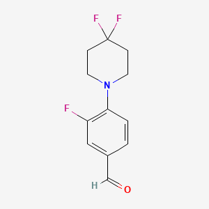 molecular formula C12H12F3NO B1407979 3-Fluoro-4-(4,4-difluoropiperidin-1-yl)benzaldehyde CAS No. 1779127-33-1