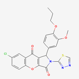 molecular formula C23H18ClN3O5S B14079797 7-Chloro-1-(3-methoxy-4-propoxyphenyl)-2-(1,3,4-thiadiazol-2-yl)-1,2-dihydrochromeno[2,3-c]pyrrole-3,9-dione 