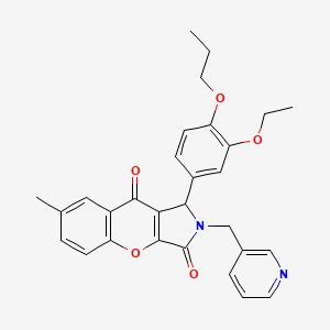 molecular formula C29H28N2O5 B14079802 1-(3-Ethoxy-4-propoxyphenyl)-7-methyl-2-(pyridin-3-ylmethyl)-1,2-dihydrochromeno[2,3-c]pyrrole-3,9-dione 