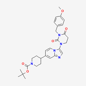 molecular formula C29H35N5O5 B14079811 tert-butyl 4-(3-(3-(4-methoxybenzyl)-2,4-dioxotetrahydropyrimidin-1(2H)-yl)imidazo[1,2-a]pyridin-7-yl)piperidine-1-carboxylate 