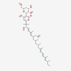 molecular formula C41H64O9 B14079842 3-[3,4-Dihydroxy-6-(hydroxymethyl)oxan-2-yl]-4-hydroxy-6-[3-hydroxy-8-(hydroxymethyl)-2,6,10,12,14,18,20-heptamethyldocosa-4,6,14,16,18-pentaen-2-yl]pyran-2-one 