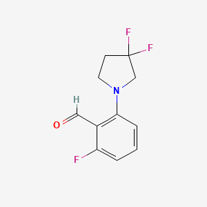 molecular formula C11H10F3NO B1407989 6-Fluoro-2-(3,3-difluoropyrrolidin-1-yl)benzaldehyde CAS No. 1774894-03-9