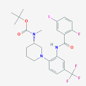 molecular formula C25H28F4IN3O3 B14079923 (S)-tert-butyl 1-(2-(2-fluoro-5-iodobenzamido)-4-(trifluoromethyl)phenyl)piperidin-3-yl(methyl)carbamate 