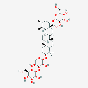 [(2S,3R,4S,5S,6R)-3,4,5-trihydroxy-6-(hydroxymethyl)oxan-2-yl] (1S,2R,4aS,6aS,6bR,10S,12aR,14bS)-10-[(2S,3R,4S,5S)-3,5-dihydroxy-4-[(2S,3R,4S,5S,6R)-3,4,5-trihydroxy-6-(hydroxymethyl)oxan-2-yl]oxyoxan-2-yl]oxy-1,2,6a,6b,9,9,12a-heptamethyl-2,3,4,5,6,6a,7,8,8a,10,11,12,13,14b-tetradecahydro-1H-picene-4a-carboxylate