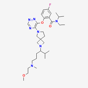 N-ethyl-5-fluoro-2-{[5-(2-{6-[(2-methoxyethyl)(methyl)amino]-2-methylhexan-3-yl}-2,6-diazaspiro[3.4]octan-6-yl)-1,2,4-triazin-6-yl]oxy}-N-(propan-2-yl)benzamide