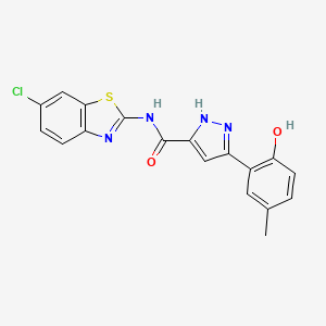 N-(6-chloro-1,3-benzothiazol-2-yl)-3-(2-hydroxy-5-methylphenyl)-1H-pyrazole-5-carboxamide