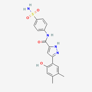 molecular formula C18H18N4O4S B14080155 5-(2-hydroxy-4,5-dimethylphenyl)-N-(4-sulfamoylphenyl)-1H-pyrazole-3-carboxamide 