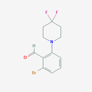 molecular formula C12H12BrF2NO B1408016 2-Bromo-6-(4,4-difluoropiperidin-1-yl)benzaldehyde CAS No. 1774893-82-1
