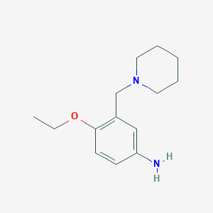 molecular formula C14H22N2O B14080218 4-Ethoxy-3-[(piperidin-1-yl)methyl]aniline CAS No. 96284-82-1