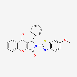 molecular formula C25H16N2O4S B14080333 2-(6-Methoxy-1,3-benzothiazol-2-yl)-1-phenyl-1,2-dihydrochromeno[2,3-c]pyrrole-3,9-dione 