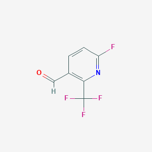 molecular formula C7H3F4NO B1408036 6-Fluoro-2-(trifluoromethyl)nicotinaldehyde CAS No. 1227599-77-0