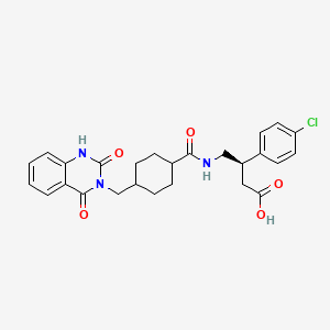 (3R)-3-(4-chlorophenyl)-4-[({4-[(2-hydroxy-4-oxoquinazolin-3(4H)-yl)methyl]cyclohexyl}carbonyl)amino]butanoic acid