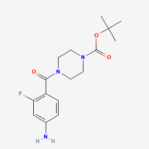 molecular formula C16H22FN3O3 B14080439 {4-[(4-Amino-2-fluorophenyl)carbonyl]piperazin-1-yl} tert-butyl formate 