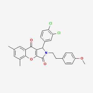 molecular formula C28H23Cl2NO4 B14080440 1-(3,4-Dichlorophenyl)-2-[2-(4-methoxyphenyl)ethyl]-5,7-dimethyl-1,2-dihydrochromeno[2,3-c]pyrrole-3,9-dione 