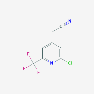 molecular formula C8H4ClF3N2 B1408048 2-Chloro-6-(trifluoromethyl)pyridine-4-acetonitrile CAS No. 1227563-82-7