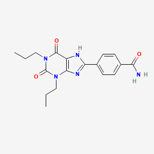 molecular formula C18H21N5O3 B14080504 4-(2,6-Dioxo-1,3-dipropyl-2,3,6,7-tetrahydro-1H-purin-8-yl)benzamide CAS No. 102587-84-8