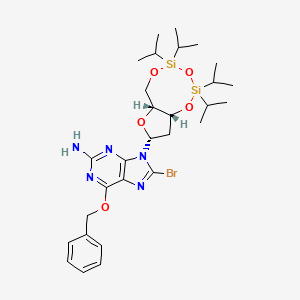 9-[(6aR,8R,9aR)-2,2,4,4-tetra(propan-2-yl)-6a,8,9,9a-tetrahydro-6H-furo[3,2-f][1,3,5,2,4]trioxadisilocin-8-yl]-8-bromo-6-phenylmethoxypurin-2-amine