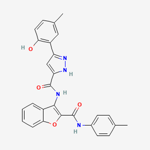 5-(2-hydroxy-5-methylphenyl)-N-{2-[(4-methylphenyl)carbamoyl]-1-benzofuran-3-yl}-1H-pyrazole-3-carboxamide