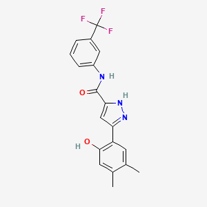 5-(2-hydroxy-4,5-dimethylphenyl)-N-[3-(trifluoromethyl)phenyl]-1H-pyrazole-3-carboxamide