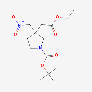 molecular formula C14H24N2O6 B14080801 Tert-butyl 3-(2-ethoxy-2-oxoethyl)-3-(nitromethyl)pyrrolidine-1-carboxylate 