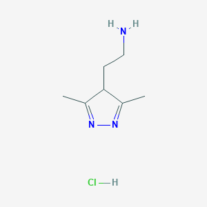 molecular formula C7H14ClN3 B1408088 2-(3,5-dimethyl-4H-pyrazol-4-yl)ethanamine hydrochloride CAS No. 1165796-12-2