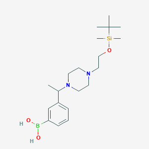 molecular formula C20H37BN2O3Si B1408097 (3-(1-(4-(2-((tert-ブチルジメチルシリル)オキシ)エチル)ピペラジン-1-イル)エチル)フェニル)ボロン酸 CAS No. 1704097-03-9