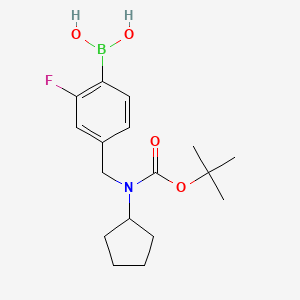 molecular formula C17H25BFNO4 B1408098 (4-(((Tert-butoxycarbonyl)(cyclopentyl)amino)methyl)-2-fluorophenyl)boronic acid CAS No. 1704096-68-3