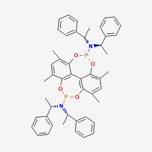 molecular formula C48H50N2O4P2 B14080984 2,4,10,12-tetramethyl-7-N,15-N,15-N-tris[(1S)-1-phenylethyl]-7-N-[(1R)-1-phenylethyl]-6,8,14,16-tetraoxa-7,15-diphosphatetracyclo[7.7.2.05,17.013,18]octadeca-1(17),2,4,9,11,13(18)-hexaene-7,15-diamine 