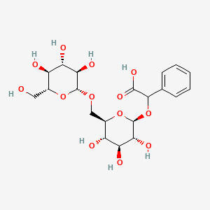 molecular formula C20H28O13 B14081009 2-phenyl-2-[(2S,3R,4S,5S,6R)-3,4,5-trihydroxy-6-[[(2R,3R,4S,5S,6R)-3,4,5-trihydroxy-6-(hydroxymethyl)oxan-2-yl]oxymethyl]oxan-2-yl]oxyacetic acid 