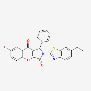 molecular formula C26H17FN2O3S B14081063 2-(6-Ethyl-1,3-benzothiazol-2-yl)-7-fluoro-1-phenyl-1,2-dihydrochromeno[2,3-c]pyrrole-3,9-dione 