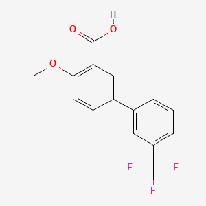 molecular formula C15H11F3O3 B14081190 4-Methoxy-3'-(trifluoromethyl)-[1,1'-biphenyl]-3-carboxylic acid 