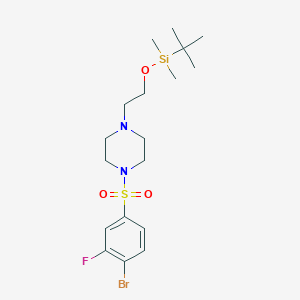 molecular formula C18H30BrFN2O3SSi B1408123 1-((4-Bromo-3-fluorophenyl)sulfonyl)-4-(2-((tert-butyldimethylsilyl)oxy)ethyl)piperazine CAS No. 1704096-30-9