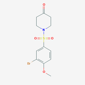 molecular formula C12H14BrNO4S B1408124 1-((3-溴-4-甲氧苯基)磺酰基)哌啶-4-酮 CAS No. 1704074-56-5