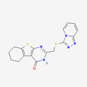 molecular formula C17H15N5OS2 B14081255 2-[([1,2,4]triazolo[4,3-a]pyridin-3-ylsulfanyl)methyl]-5,6,7,8-tetrahydro[1]benzothieno[2,3-d]pyrimidin-4(3H)-one 