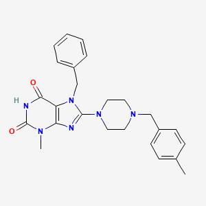 molecular formula C25H28N6O2 B14081356 7-benzyl-3-methyl-8-(4-(4-methylbenzyl)piperazin-1-yl)-1H-purine-2,6(3H,7H)-dione 