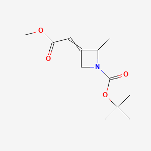 molecular formula C12H19NO4 B14081366 tert-butyl 3-(2-methoxy-2-oxoethylidene)-2-methylazetidine-1-carboxylate 