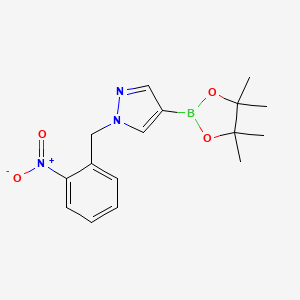 molecular formula C16H20BN3O4 B1408149 1H-Pyrazole, 1-[(2-nitrophenyl)methyl]-4-(4,4,5,5-tetramethyl-1,3,2-dioxaborolan-2-yl)- CAS No. 1430751-22-6